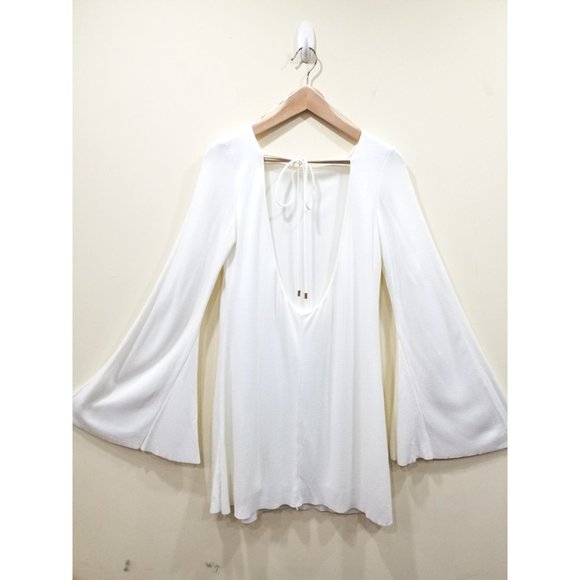 Zara | White Open Back Mini Dress | Large - Picture 6 of 9